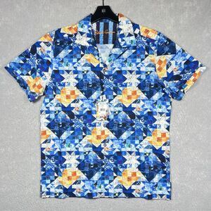 Robert Graham Button-Up Shirt Men Medium Colorful Vibrant Art Sashiko Seersucker